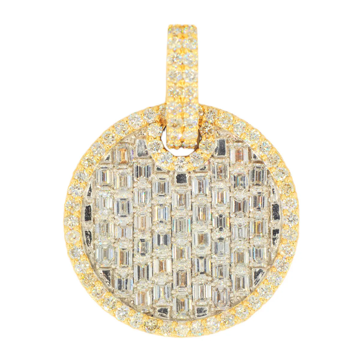 10k Yellow Gold 6.25CTW Round and Emerald Cut Diamond Medallion