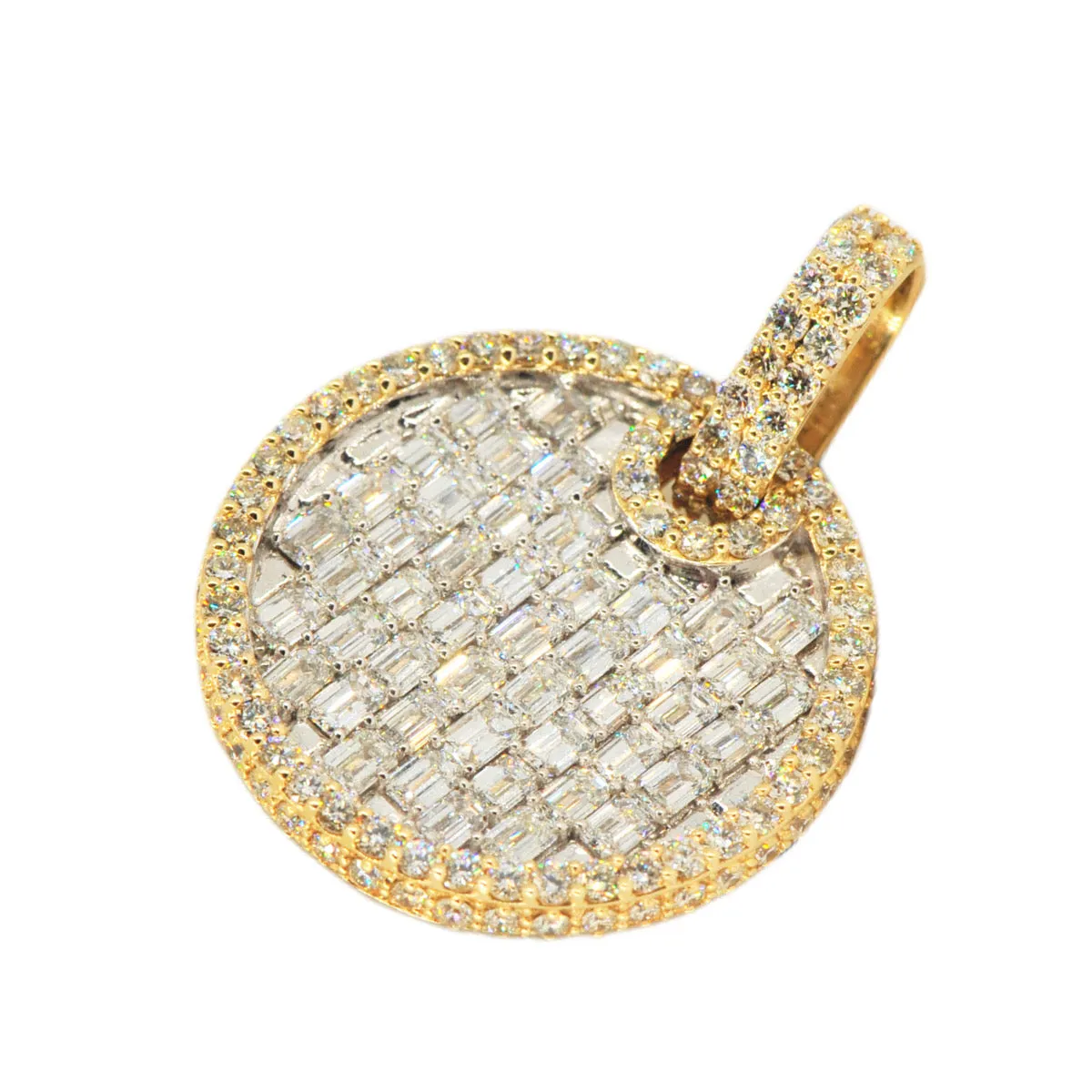 10k Yellow Gold 6.25CTW Round and Emerald Cut Diamond Medallion