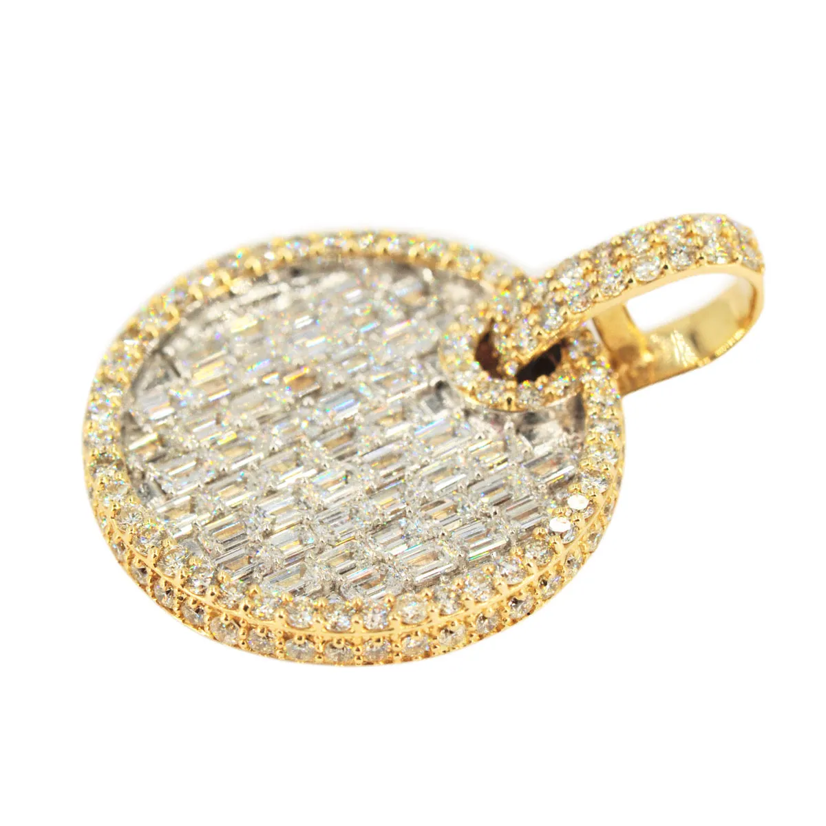 10k Yellow Gold 6.25CTW Round and Emerald Cut Diamond Medallion