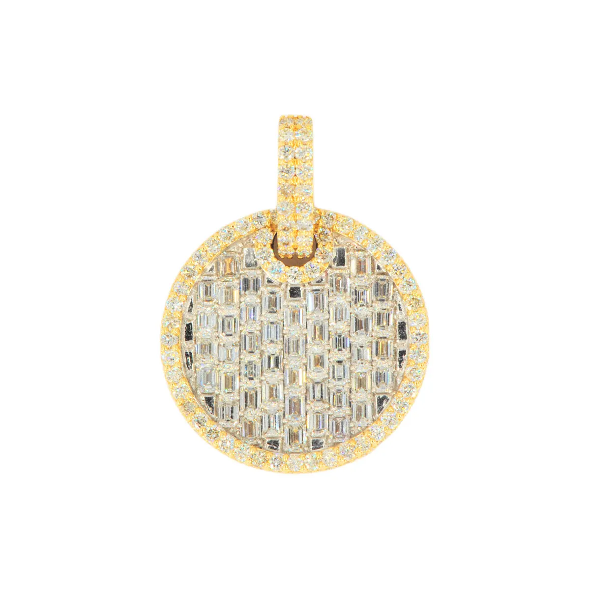 10k Yellow Gold 6.25CTW Round and Emerald Cut Diamond Medallion