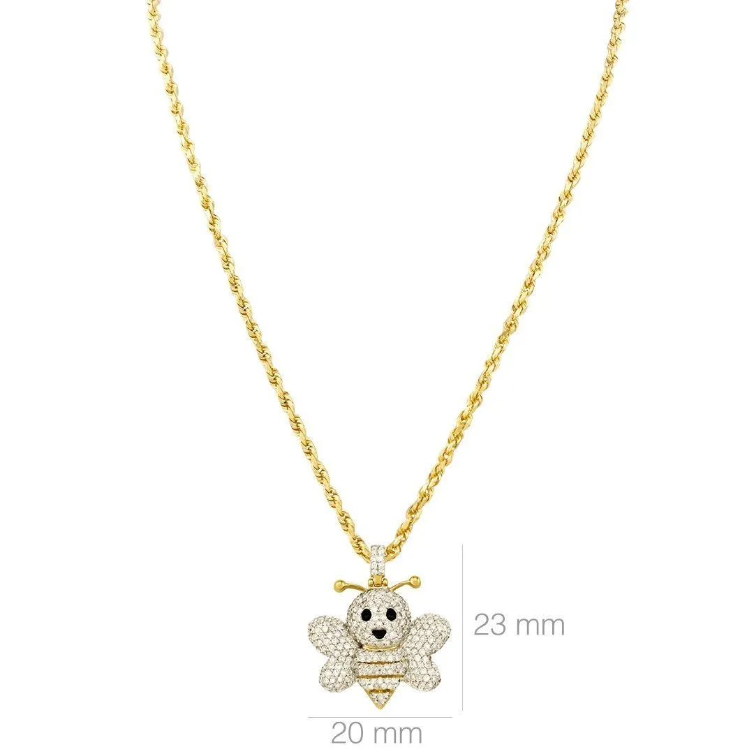10k Yellow Gold Diamond Bee Pendant 1.23 Ctw
