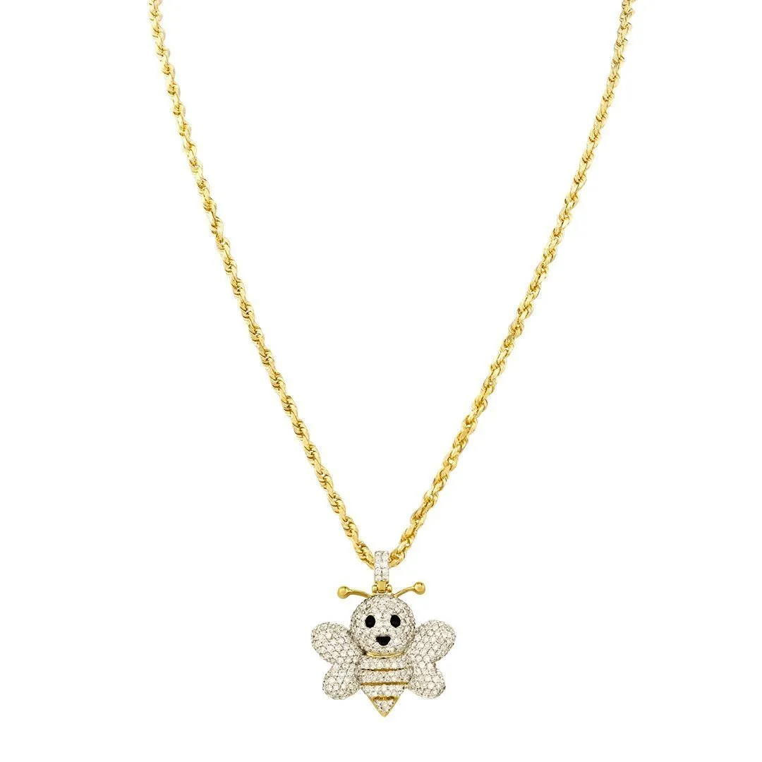 10k Yellow Gold Diamond Bee Pendant 1.23 Ctw