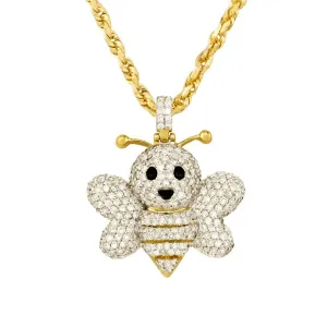 10k Yellow Gold Diamond Bee Pendant 1.23 Ctw