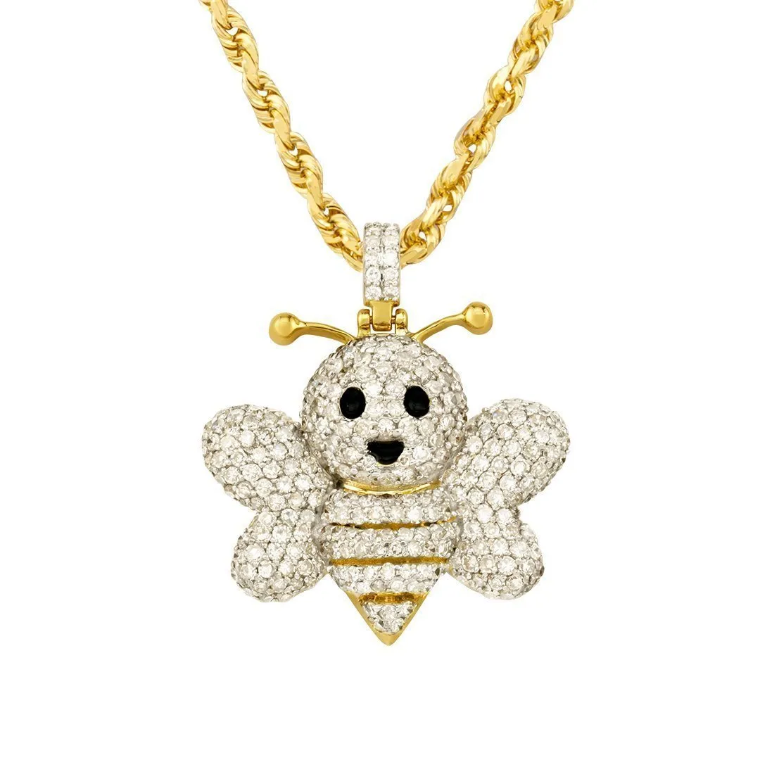 10k Yellow Gold Diamond Bee Pendant 1.23 Ctw