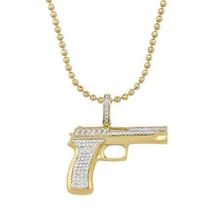 10k Yellow Gold Diamond Pistol Pendant 1 Ctw