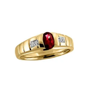 10K Yellow Gold Garnet and Diamond (0.04ct) Men's Ring