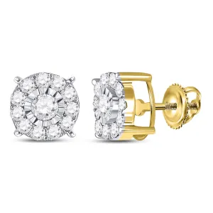 10K Yellow Gold Round Diamond Stud Earrings 1/2 Cttw