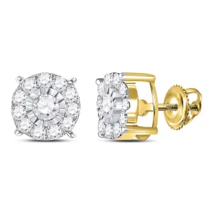 10K Yellow Gold Round Diamond Stud Earrings 5/8 Cttw