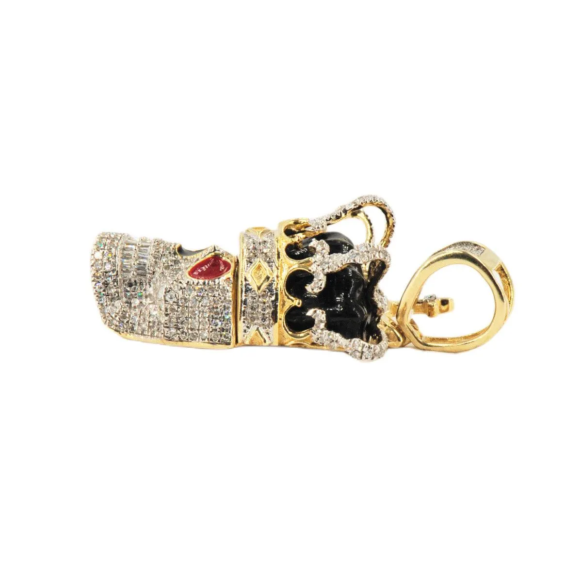 10K Yellow Gold Skull King With Enamel Detailing