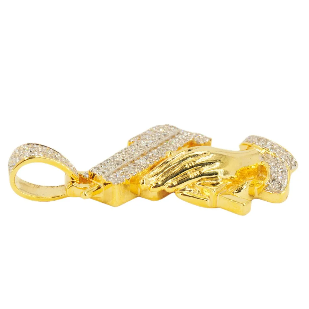 10KY 1.05CTW DIAMOND PRAYING HANDS WITH UZI PENDANT