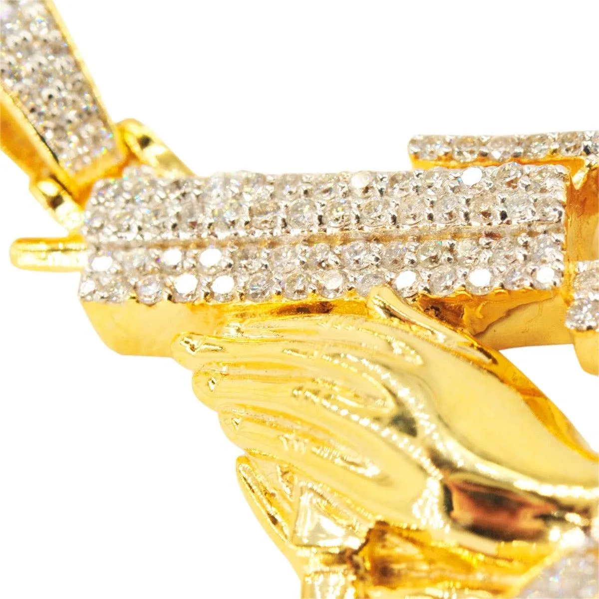 10KY 1.05CTW DIAMOND PRAYING HANDS WITH UZI PENDANT