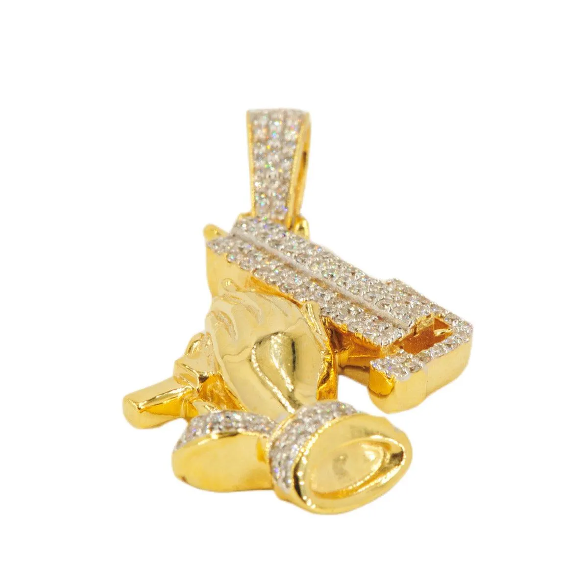 10KY 1.05CTW DIAMOND PRAYING HANDS WITH UZI PENDANT