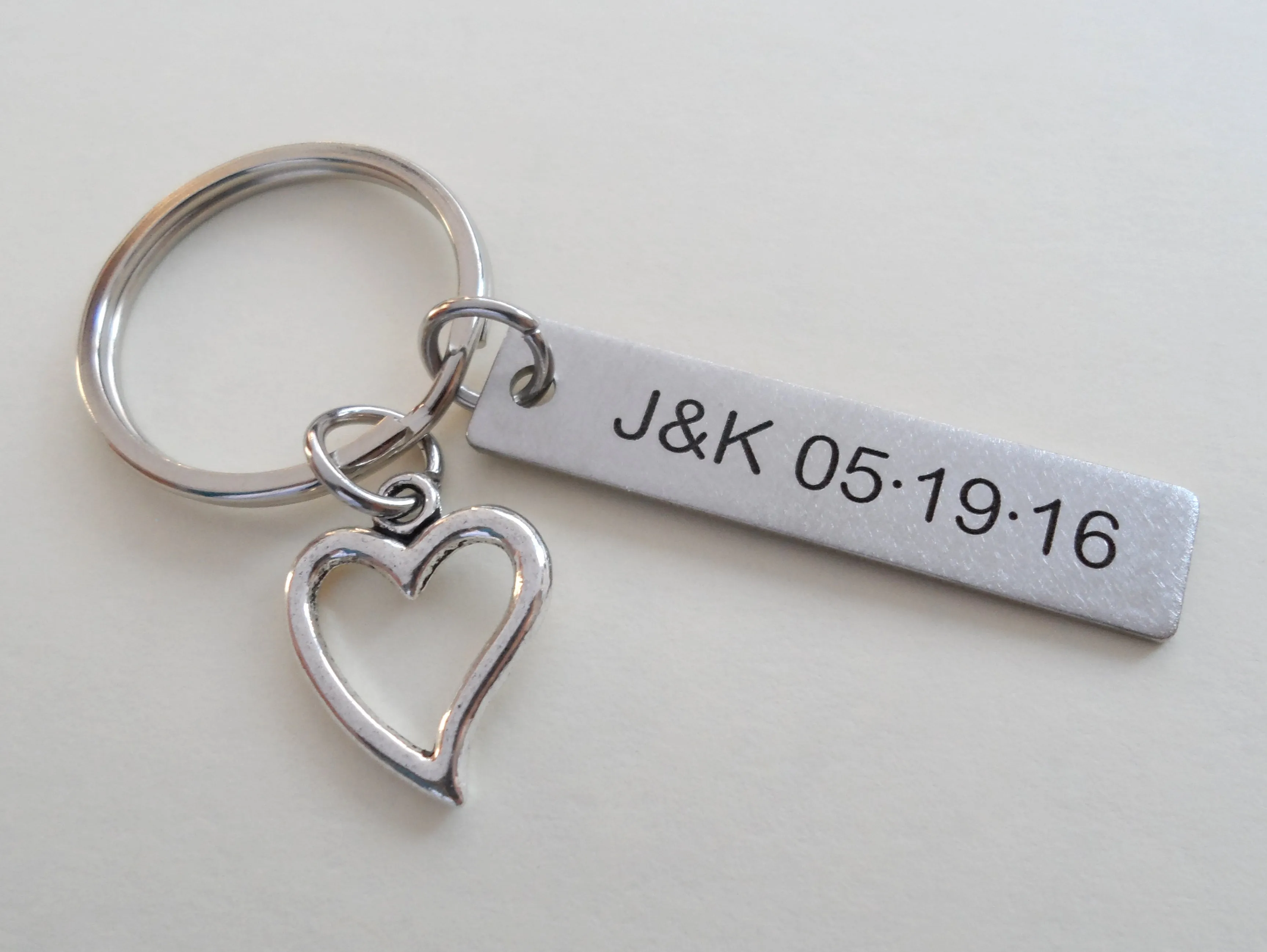 11 Year Anniversary Gift • Stainless Steel Tag Keychain Engraved w/ "4,015 Days" w/ Heart Charm by Jewelry Everyday