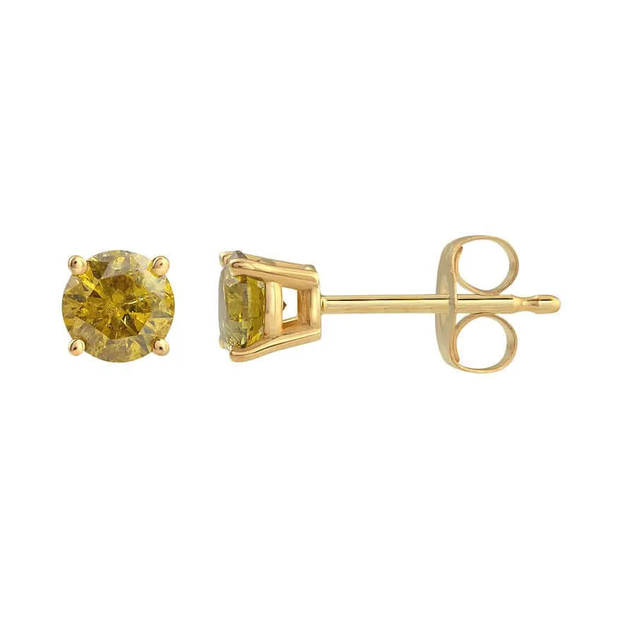 1/10ct 14k Gold Color Diamond Stud Earrings (Available in 7 color)