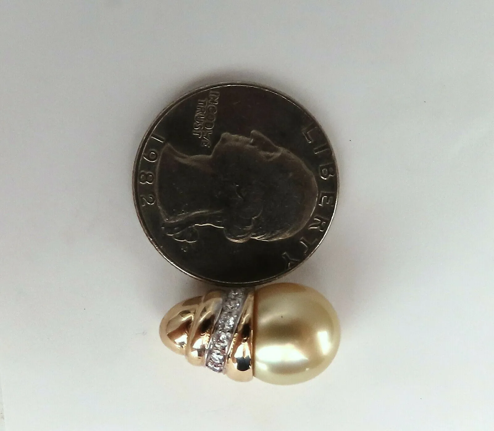 11.2mm Golden Yellow South Seas Pearls .50ct Diamonds Stud Earrings 14kt Gold