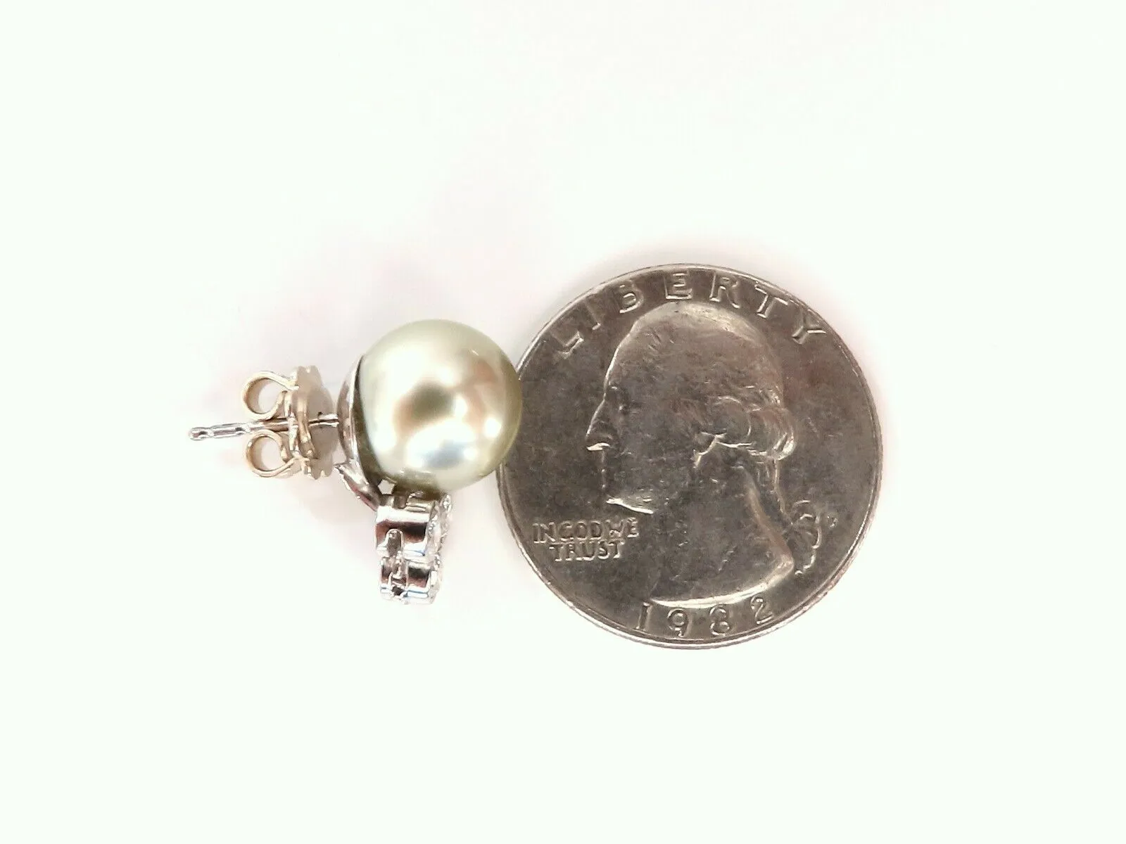 11.2mm Tahitian Pearls .60ct Diamonds Stud Earrings 14kt Gold