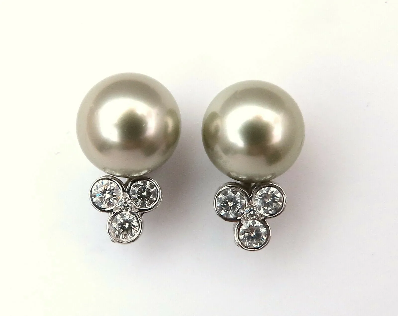 11.2mm Tahitian Pearls .60ct Diamonds Stud Earrings 14kt Gold