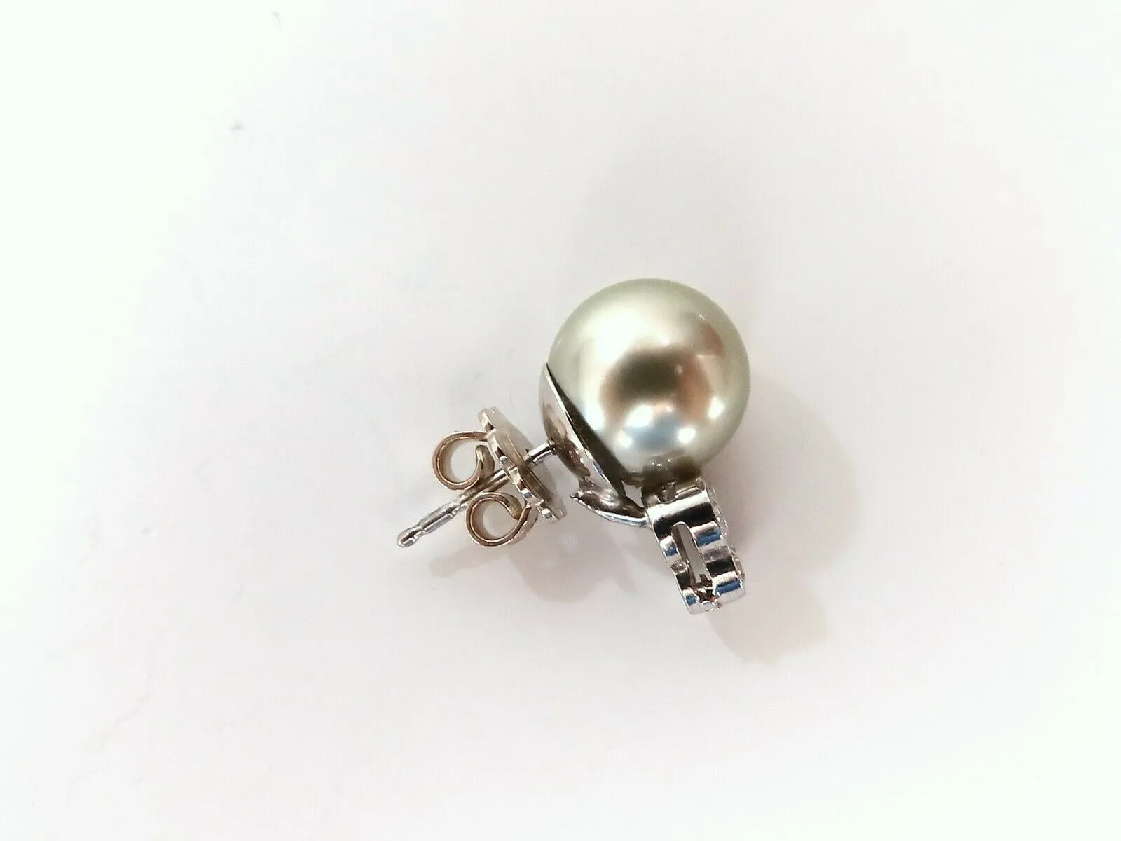 11.2mm Tahitian Pearls .60ct Diamonds Stud Earrings 14kt Gold