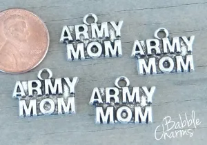 12 pc Army Mom charm, army mom, military mom charm. Alloy charm, very high quality. Perfect for jewelry making and other DIY projects Box 18