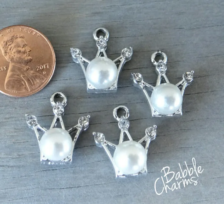 12 pc Crown charm, Pearl Crown Charm, princess, queen crown, wholesale charm, alloy charm box 6
