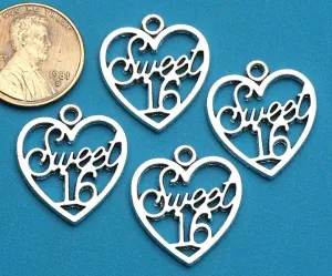 12 pc Sweet 16 charm , sweet 16, number charm charm, 16 charm, Charm, Charms, wholesale charm, alloy charm