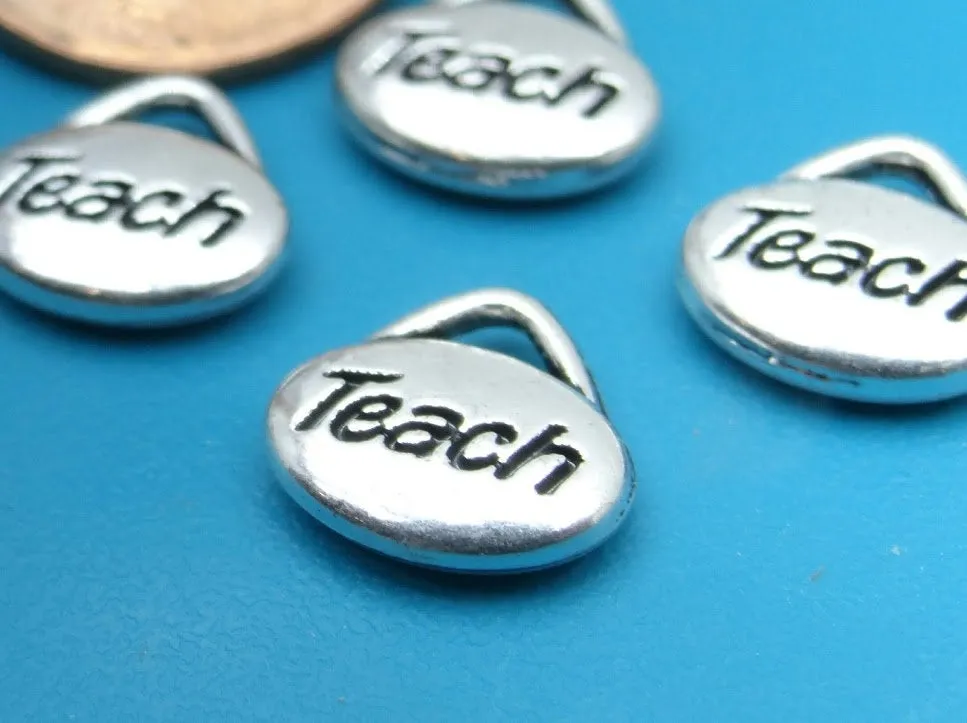 12 pc Teach charm, teach, word charms. Alloy charm ,very high quality.Perfect for jewery making and other DIY projects