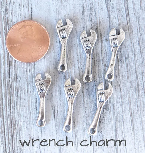 12 pc Wrench charm, wrench, tool, tool charm, wholesale charm, alloy charm
