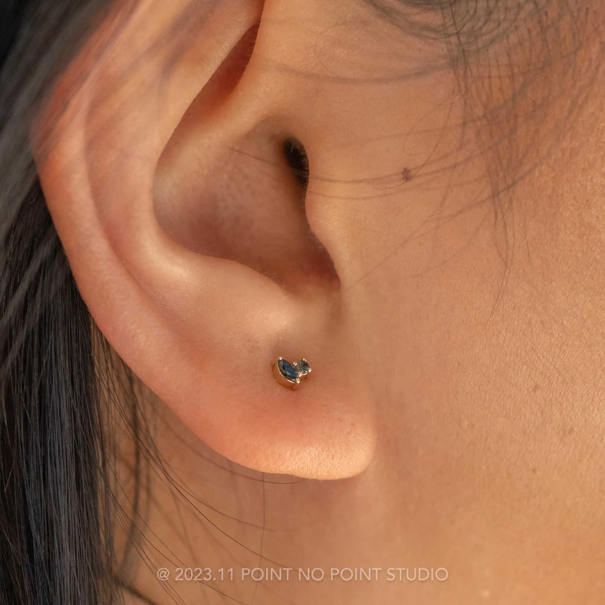 .13tcw Ombre Diamond Studs, 14k Yellow Gold Earrings