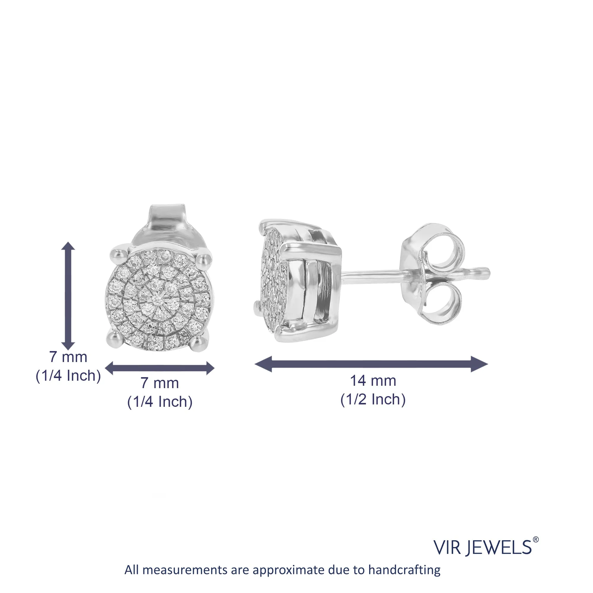 1/4 cttw Lab Grown Halo Diamond Stud Earrings in Sterling Silver