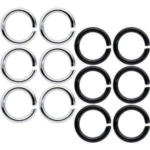 14 Gauge 5/16 Steel Black Anodized Seamless Cartilage Ring Set of 12