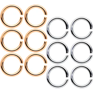 14 Gauge 5/16 Steel Rose Gold Tone Seamless Cartilage Ring Set of 12