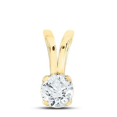14K 0.15ct Diamond Solitaire Round-Pendants