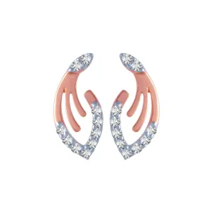 14k (585) Rose Gold And Diamond Stud Earrings For Women