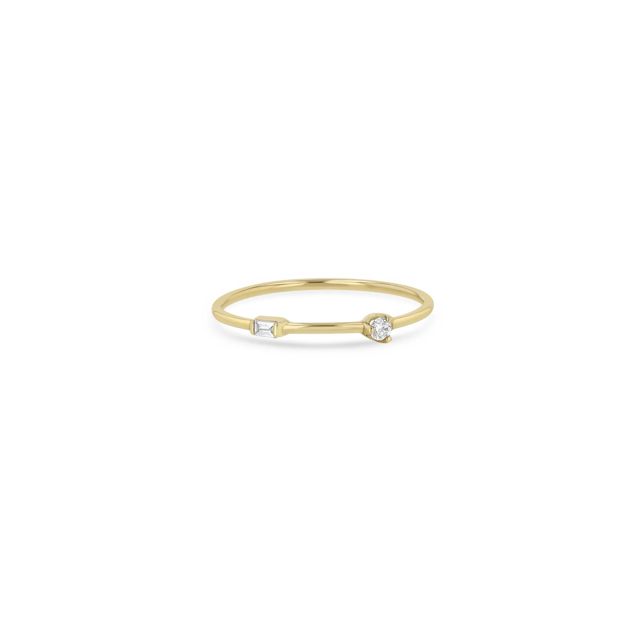 14k Baguette & Round Diamond Band Ring
