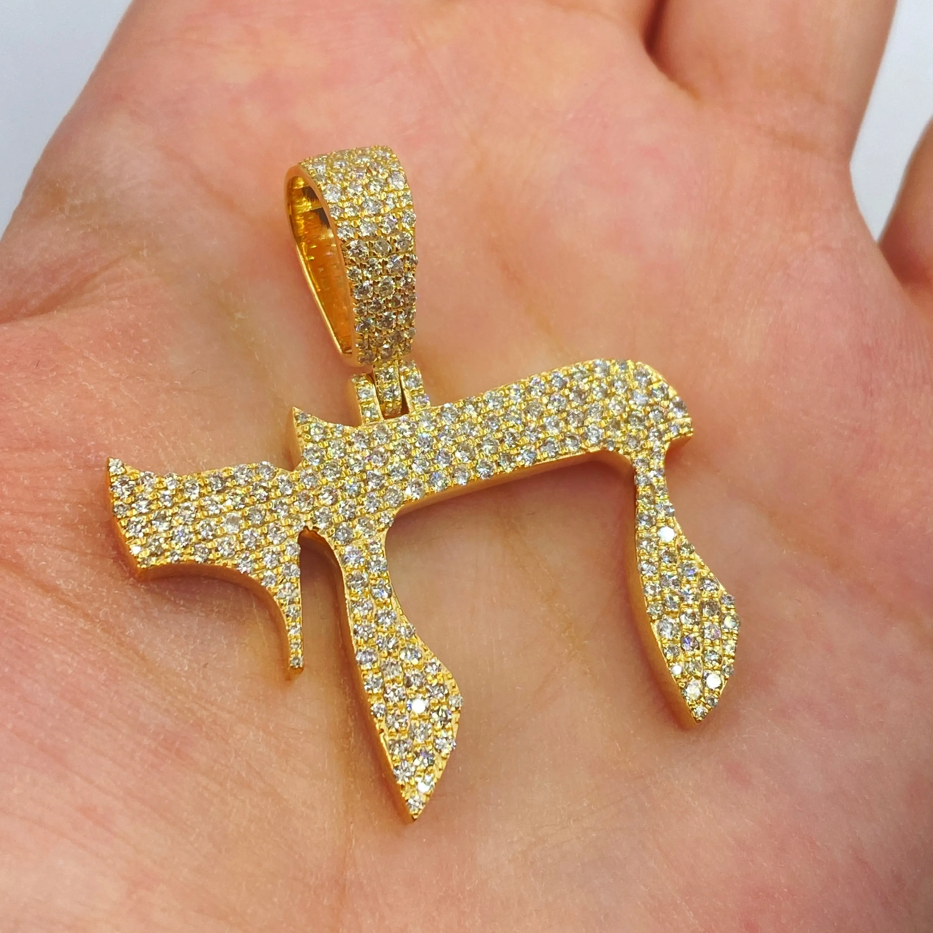 14K Chai Diamond Pendant