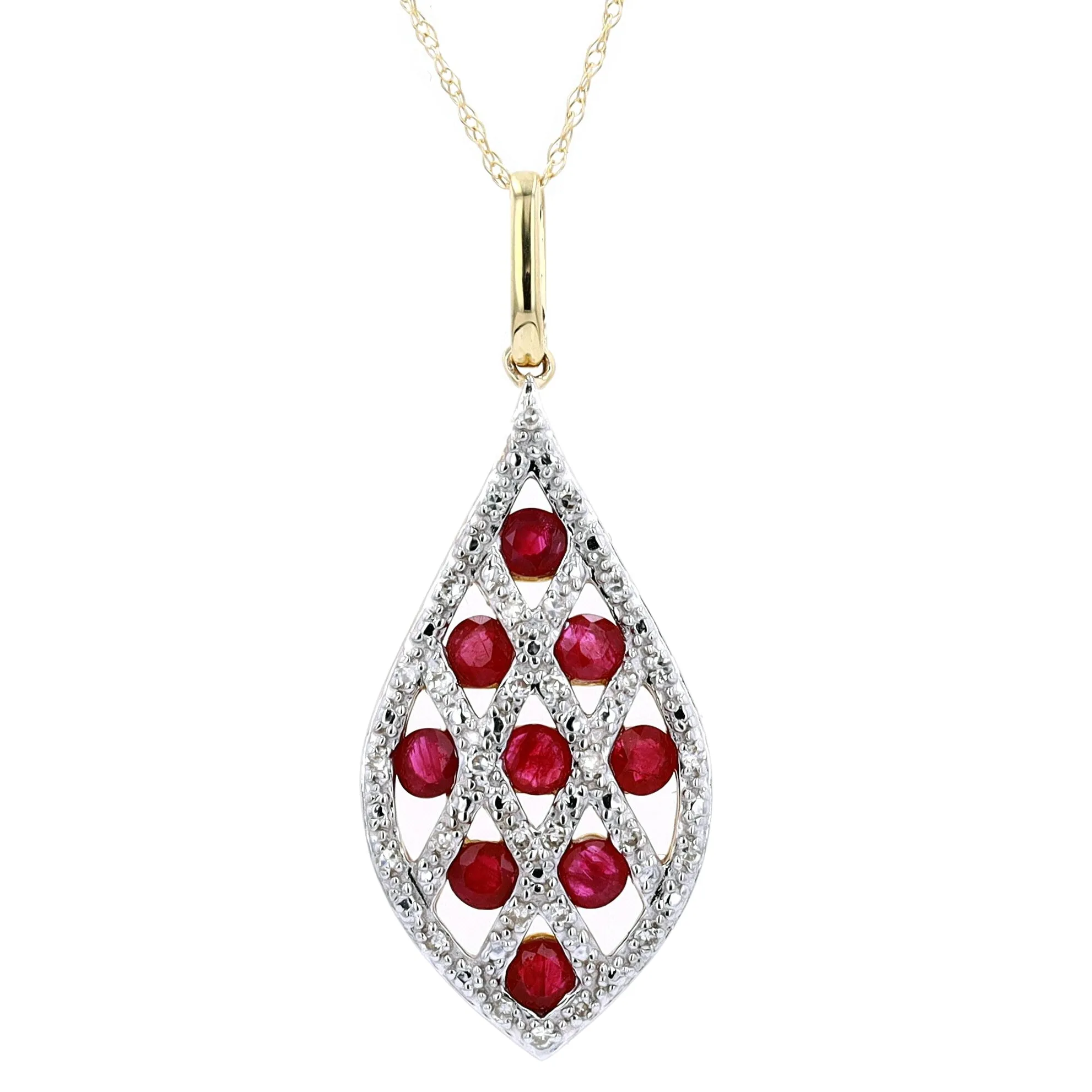 14K Criss Cross Gemstone Pendant<p><strong>More Colors Available</p></strong>