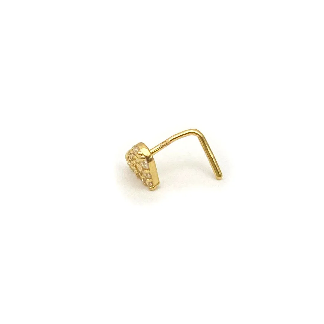 14k CZ Heart L-shape Nose Pin