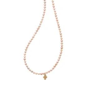 14K Diamond Charm on Pink Pearl