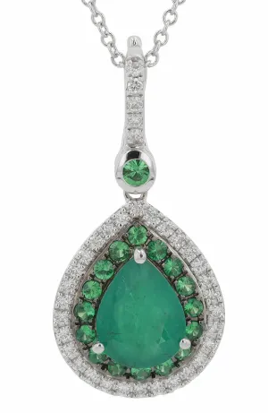 14K EFFY WG 1.69 CT Emerald & Tsavorite Pendant