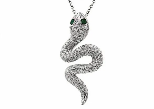 14K EFFY WG Diamond Snake Pendant