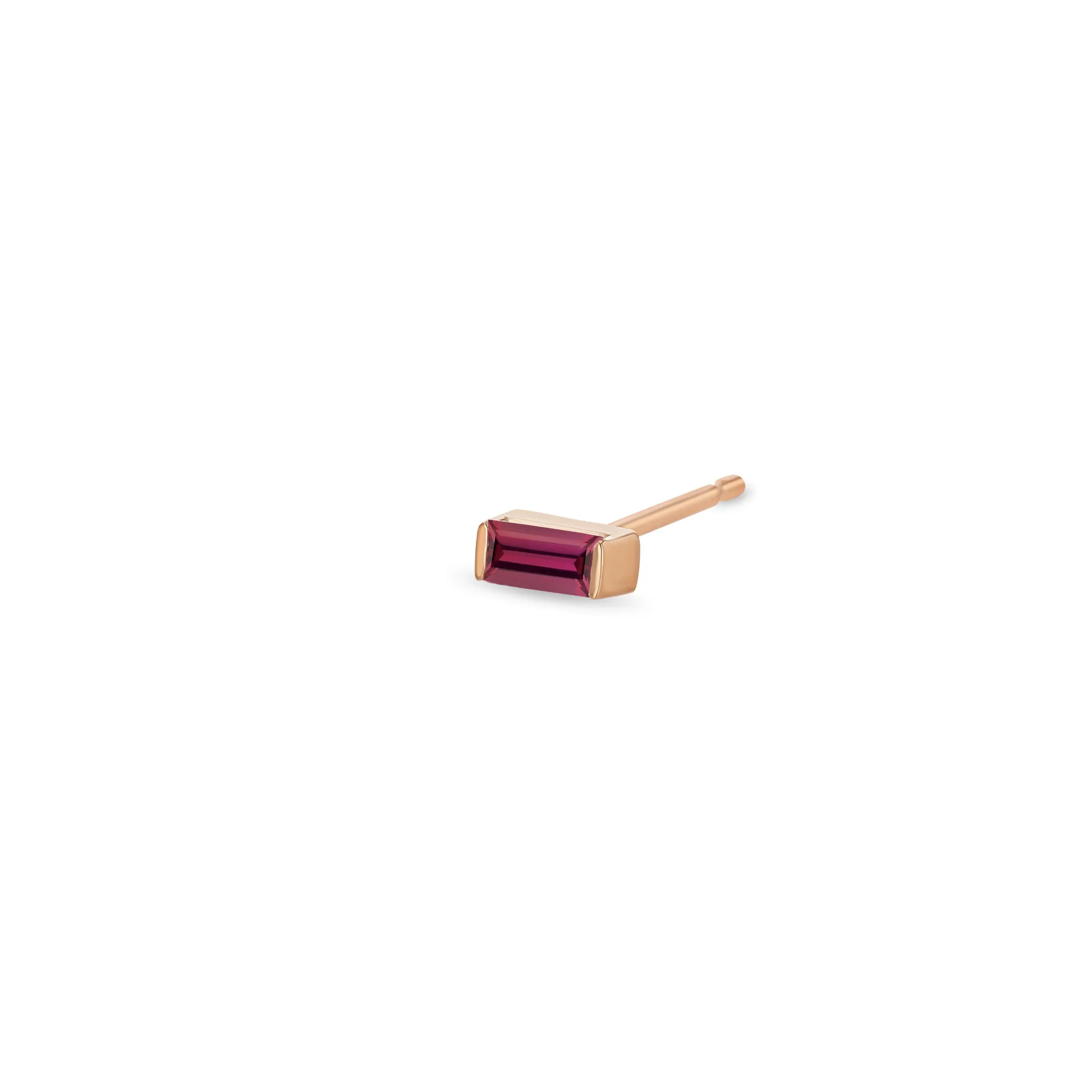 14k Garnet Baguette Studs | January Birthstone