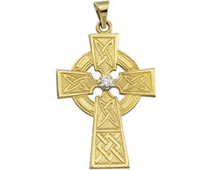 14K Gold .06 CTW Diamond Cross Pendant