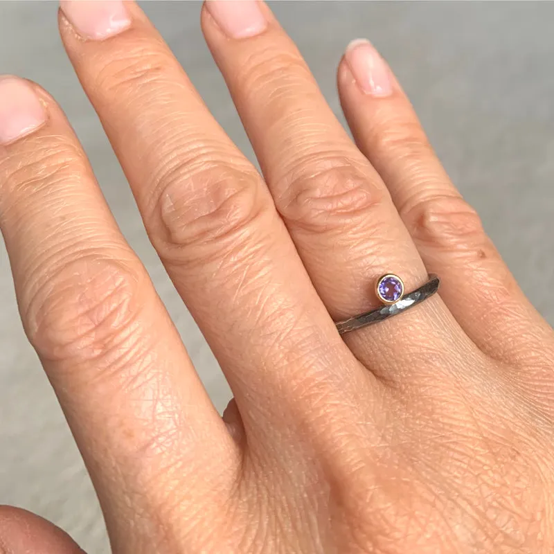 14k Gold and Silver Gemstone Ring Stackable