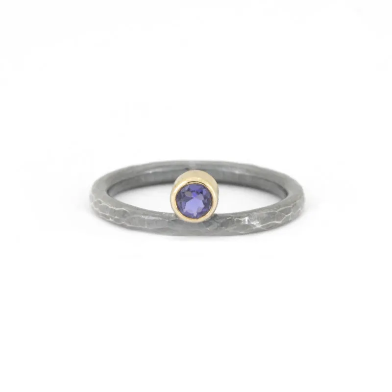 14k Gold and Silver Gemstone Ring Stackable