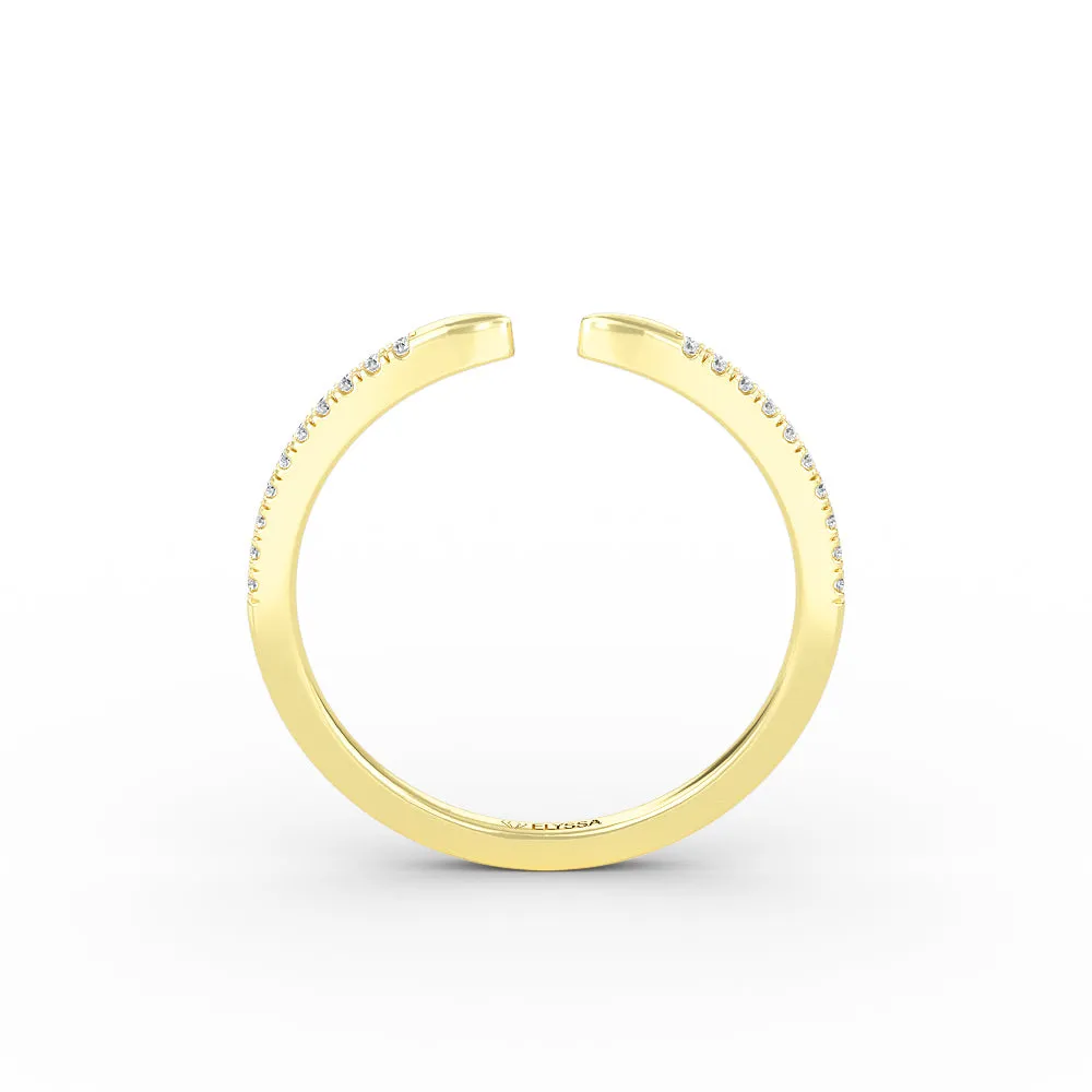 14K Gold Diamond Cuff Gold Ring