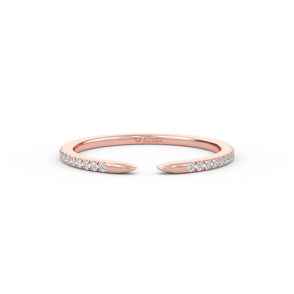 14K Gold Diamond Cuff Gold Ring