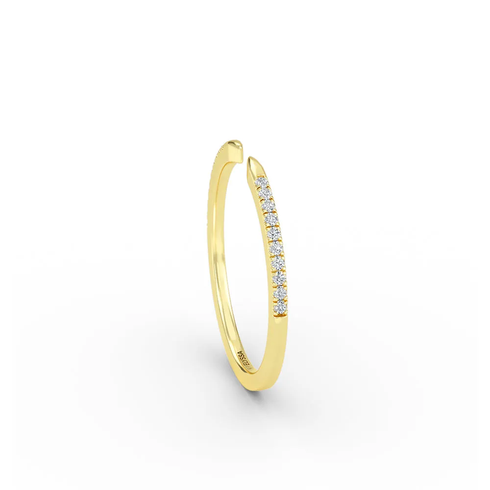 14K Gold Diamond Cuff Gold Ring