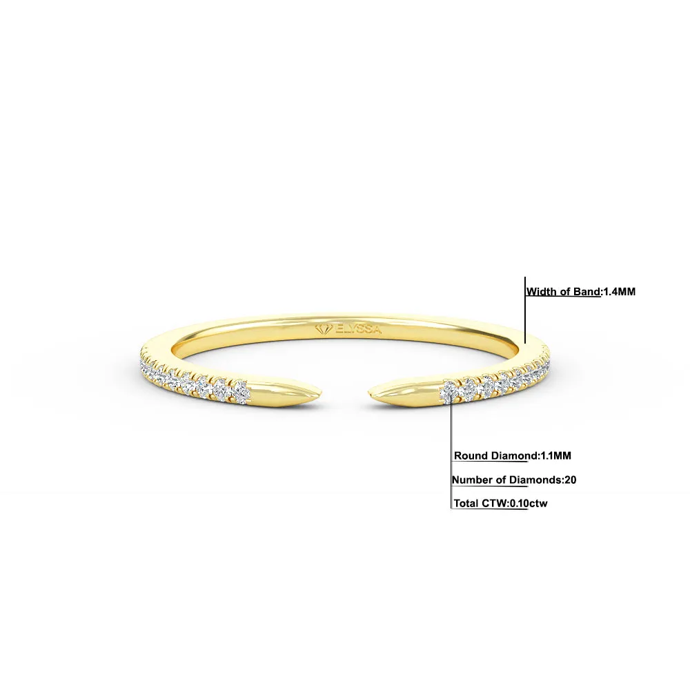14K Gold Diamond Cuff Gold Ring