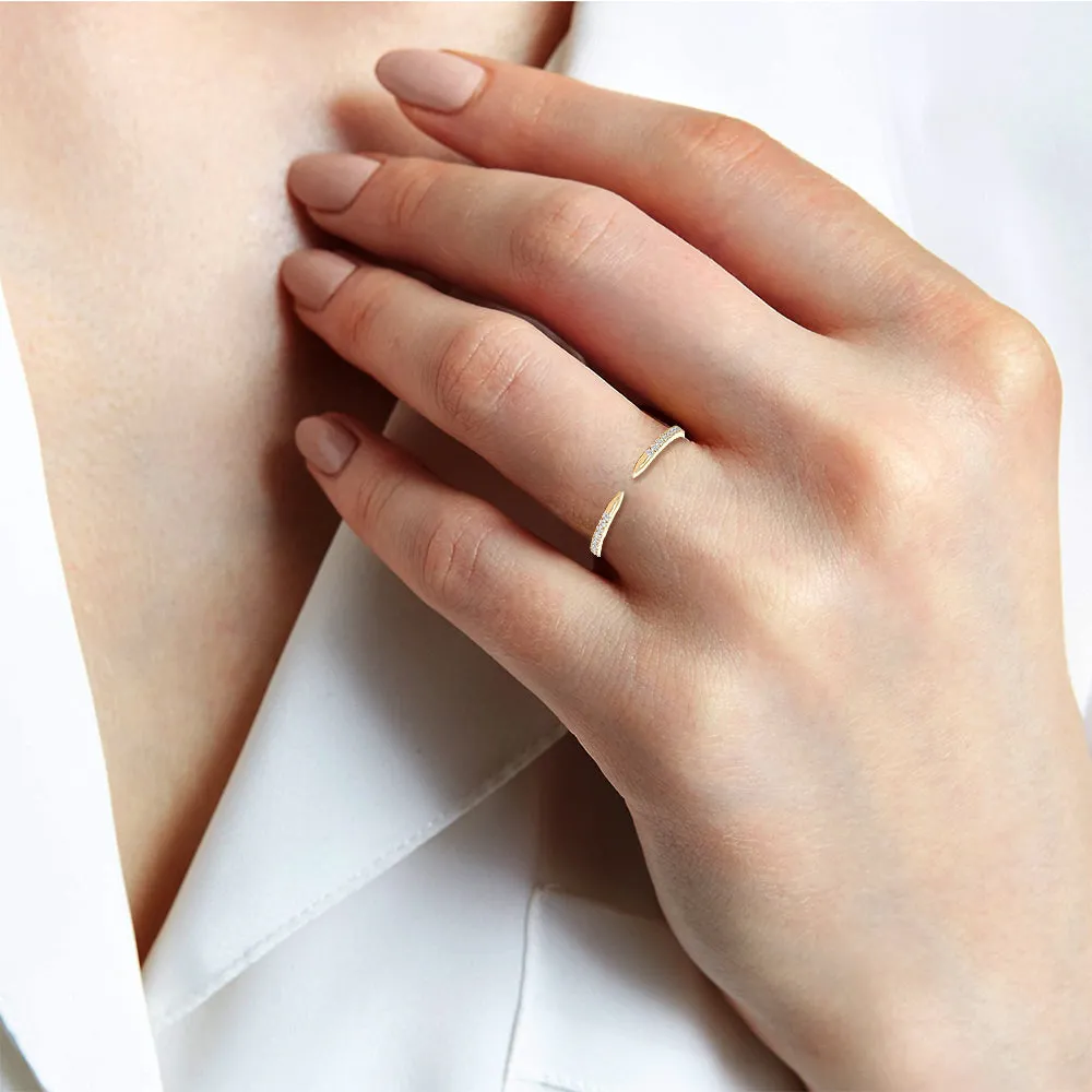 14K Gold Diamond Cuff Gold Ring