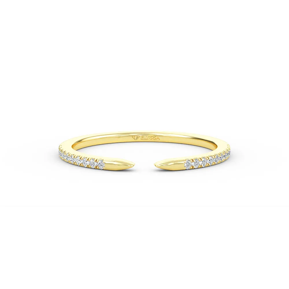 14K Gold Diamond Cuff Gold Ring